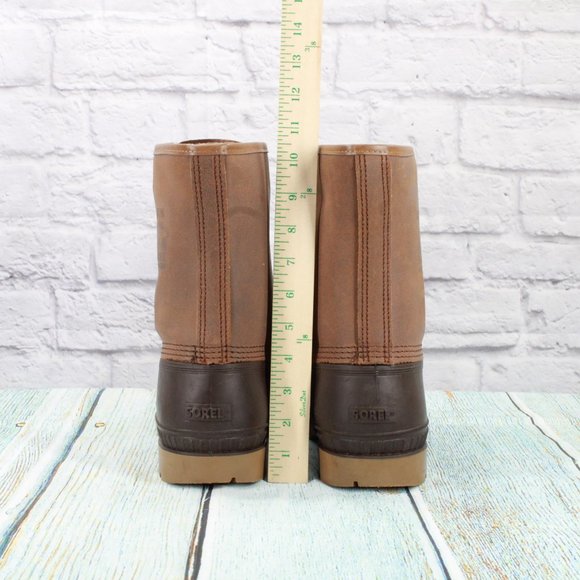 Sorel Brown Leather Lace Up Insulated Ankle Winter Duck Boots Size 11 - Picture 6 of 9
